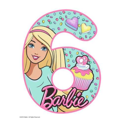 Barbie Number 6 Edible Icing Image - Click Image to Close